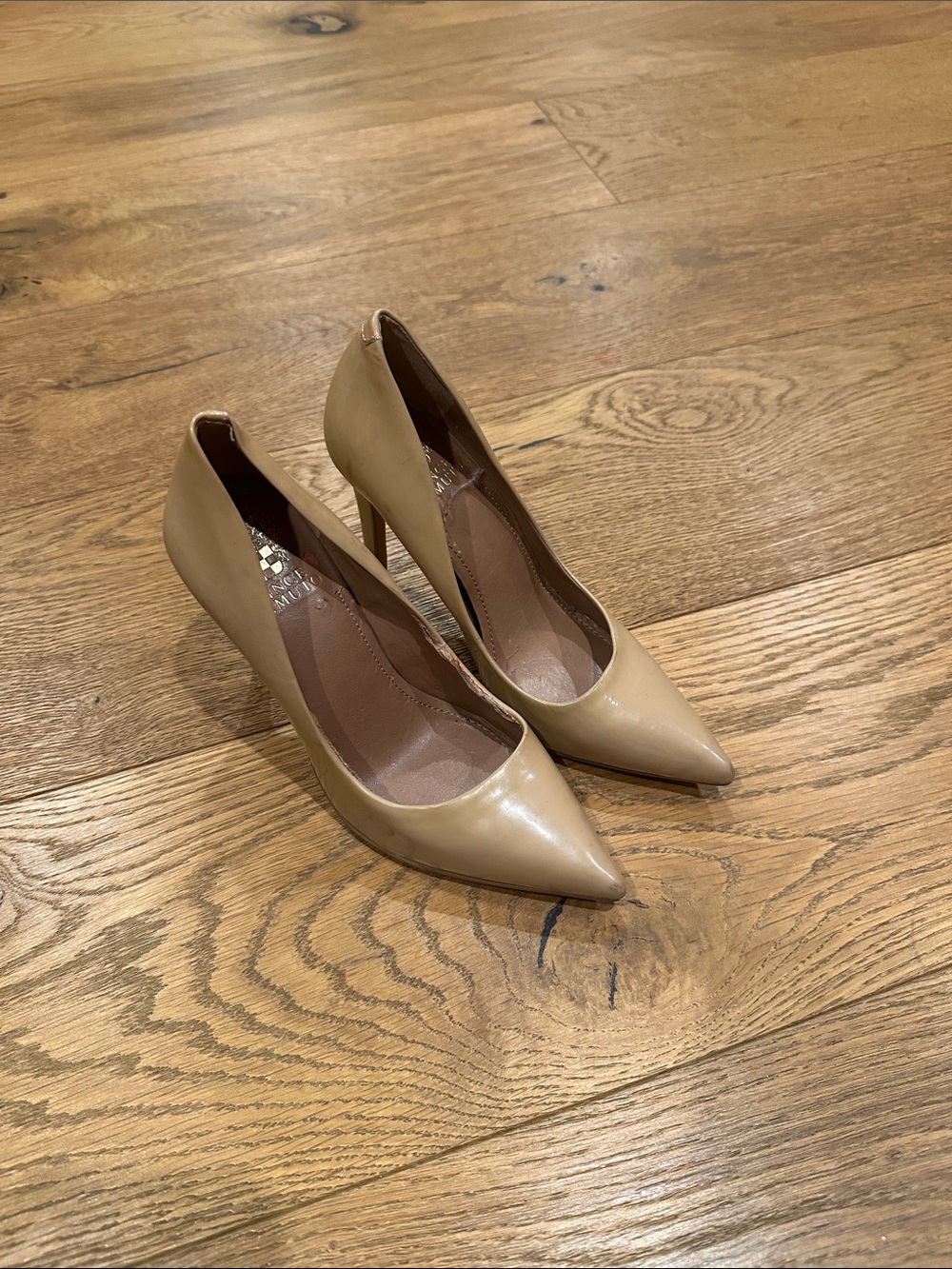Vince Camuto Nude Patent Pointed-Toe Pumps